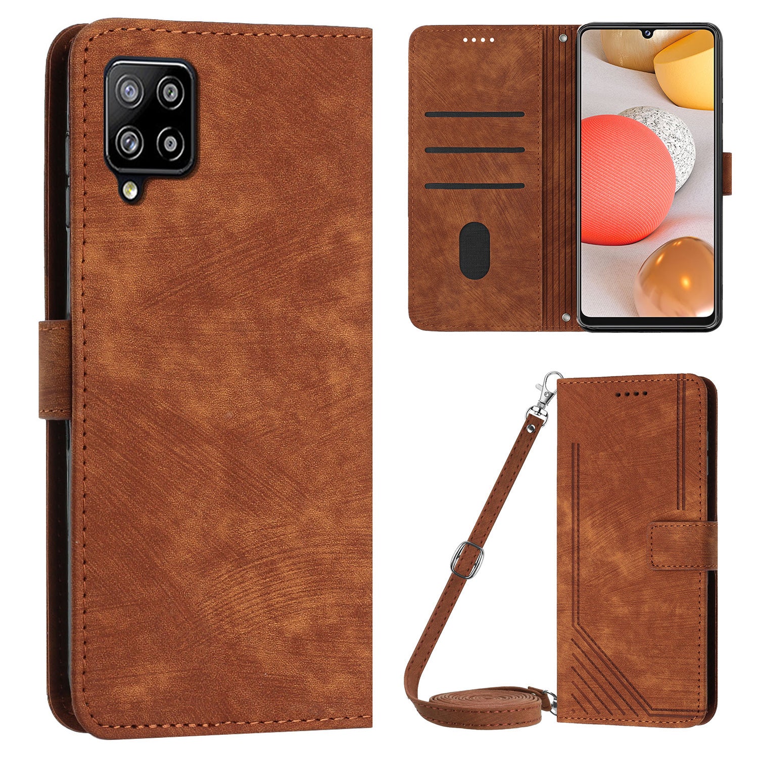 For Samsung Galaxy A42 5G / M42 5G Imprinted Lines Stand Phone Cover Wallet Case PU Leather Flip Shell For Samsung Galaxy A42 5G / M42 5G Imprinted Lines Stand Phone Cover Wallet Case PU Leather Flip Shell